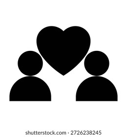 Symbol of unity and love between two people isolated on white background
