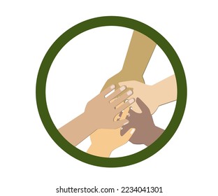  Un símbolo de unidad, trabajo en equipo - muchas manos juntas.