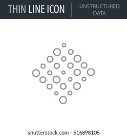 Symbol of Unstructured Data Thin line Icon of Data Science. Stroke Pictogram Graphic for Web Design. Quality Outline Vector Symbol Concept. Premium Mono Linear Beautiful Plain Laconic Logo