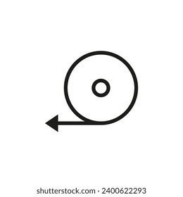 Symbol for unwinding material. Circle with direction movement arrow. Vector icon.