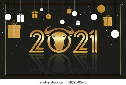 
symbol of the upcoming new year 2021 depicting a strong bull