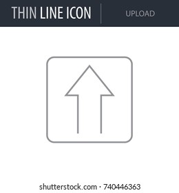 Symbol of Upload. Thin line Icon of Multimedia. Stroke Pictogram Graphic for Web Design. Outline Vector Symbol Concept. Premium Mono Linear Beautiful Plain Laconic Logo