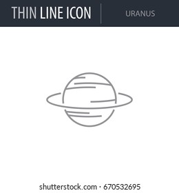 Symbol of Uranus. Thin line Icon of Set of Space. Stroke Pictogram Graphic for Web Design. Quality Outline Vector Symbol Concept. Premium Mono Linear Beautiful Plain Laconic Logo