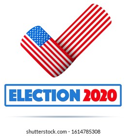 Symbol of USA Election 2020. Check mark symbol in the form of American flag. Editable Vector illustration Isolated on white background.