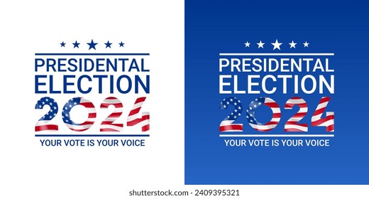 Symbol of USA presidential election 2024. Templates of isolated typography symbols of USA election voting. Vector illustration for US Election 2024 campaign. Vote day, November 5.