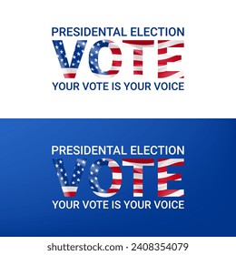 Symbol of USA presidential election. Templates of isolated typography symbols of USA election voting. Vector illustration for US Election 2024 campaign. Vote day, November 5.