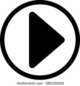 Symbol used on a button on electronic equipment to be used as a sign that music or video will start playing when pressed.