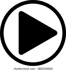 Symbol used on a button on electronic equipment to be used as a sign that music or video will start playing when pressed.