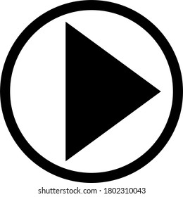 Symbol used on a button on electronic equipment to be used as a sign that music or video will start playing when pressed.