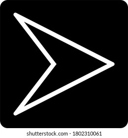 Symbol used on a button on electronic equipment to be used as a sign that music or video will start playing when pressed.