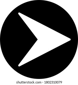 Symbol used on a button on electronic equipment to be used as a sign that music or video will start playing when pressed.
