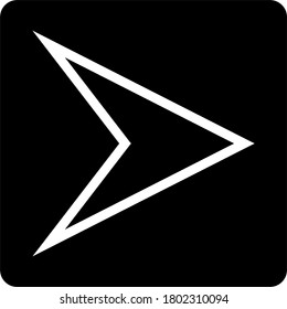 Symbol used on a button on electronic equipment to be used as a sign that music or video will start playing when pressed.