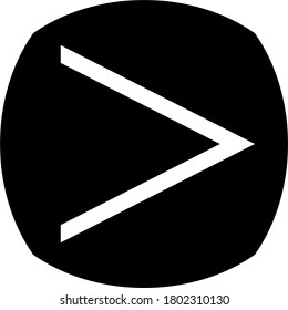 Symbol used on a button on electronic equipment to be used as a sign that music or video will start playing when pressed.