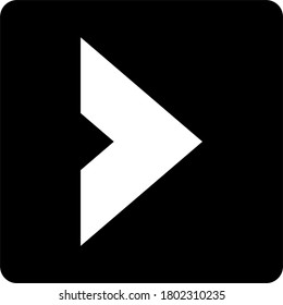 Symbol used on a button on electronic equipment to be used as a sign that music or video will start playing when pressed.