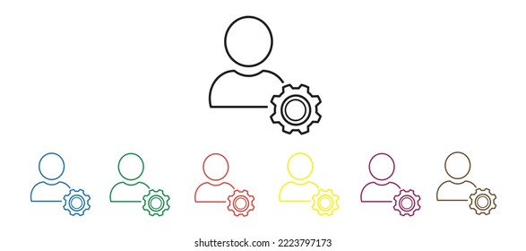 The symbol of the user account profile settings. Easy icon customization. A set of colorful personalization icons.