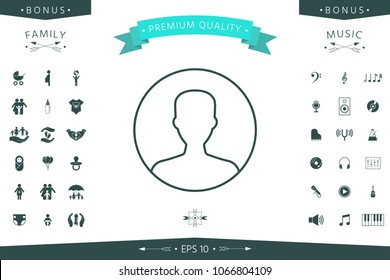 Symbol of User icon in circle. Profile line Icon.