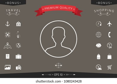 Symbol of User icon in circle. Profile line Icon.