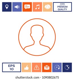 Symbol of User icon in circle. Profile line Icon.