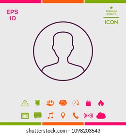 Symbol of User icon in circle. Profile line Icon.