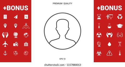 Symbol of User icon in circle. Profile line Icon.