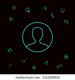 Symbol of User icon in circle. Profile line Icon.