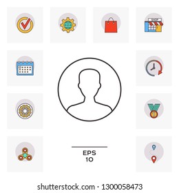 Symbol of User icon in circle. Profile line Icon.
