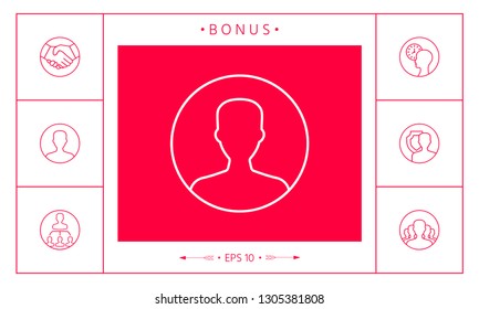Symbol of User icon in circle. Profile line Icon.
