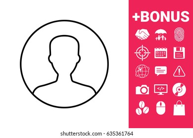 Symbol of User icon in circle. Profile line Icon.
