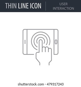 Symbol of User Interaction. Thin line Icon of Web Design and Development. Stroke Pictogram Graphic for Web Design. Quality Outline Vector Symbol Concept. Premium Mono Linear Plain Laconic Logo.