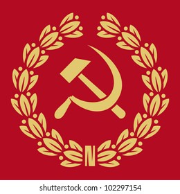 symbol of USSR - hammer, sickle and laurel wreath