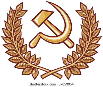 Symbol of USSR - hammer, sickle and laurel wreath