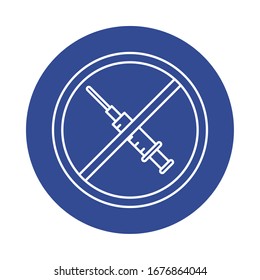 symbol vaccination prohibited, line block style icon vector illustration design