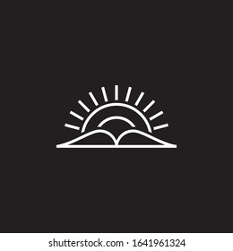 symbol vector of book and sun line geometric design