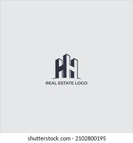 Symbol vector of building and property logo template with creative lineart icon. Real estate architeture design minimalist illustration for agency and company.