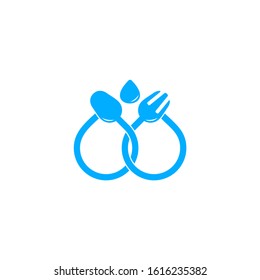 symbol vector of drop water pure cooking spoon fork line design vector