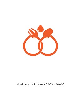symbol vector of drop water pure cooking spoon fork line design vector