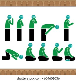 symbol vector illustration prayer movement illustrated with people sitting bow and prostrate