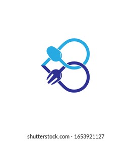 symbol vector of letter b spoon fork abstract line design