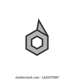 symbol vector of letter d polygon hexagon line art design