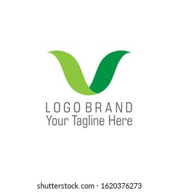 symbol vector of letter v simple curves leaf colors design