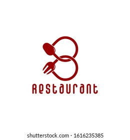 symbol vector of number eight spoon fork design