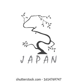 symbol vector of simple japan bonsai tree hand drawn design