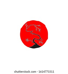 symbol vector of simple sun tree hand drawn design
