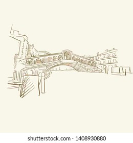 Symbol of Venezia bridge, brown colored version for Apps, Print or web backgrounds