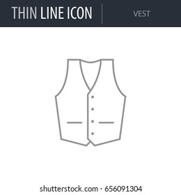 Symbol of Vest. Thin line Icon of Fashion. Stroke Pictogram Graphic for Web Design. Quality Outline Vector Symbol Concept. Premium Mono Linear Beautiful Plain Laconic Logo