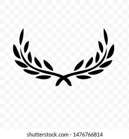 Symbol of victory, Branches of olives, laurel, wreath, awards, roman, victory, crown, winner, ornate flat silhouette object for design isolate on white background.