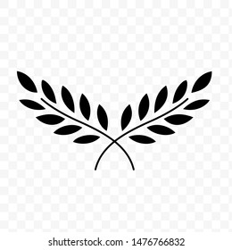 Symbol of victory, Branches of olives, laurel, wreath, awards, roman, victory, crown, winner, ornate flat silhouette object for design isolate on white background.