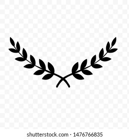 Symbol of victory, Branches of olives, laurel, wreath, awards, roman, victory, crown, winner, ornate flat silhouette object for design isolate on white background.