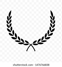 Symbol of victory, Branches of olives, laurel, wreath, awards, roman, victory, crown, winner, ornate flat silhouette object for design isolate on white background.