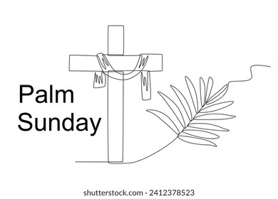 The symbol of the victory of Jesus Christ. palm Sunday one-line drawing